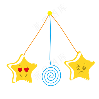 手绘卡通星星挂饰矢量