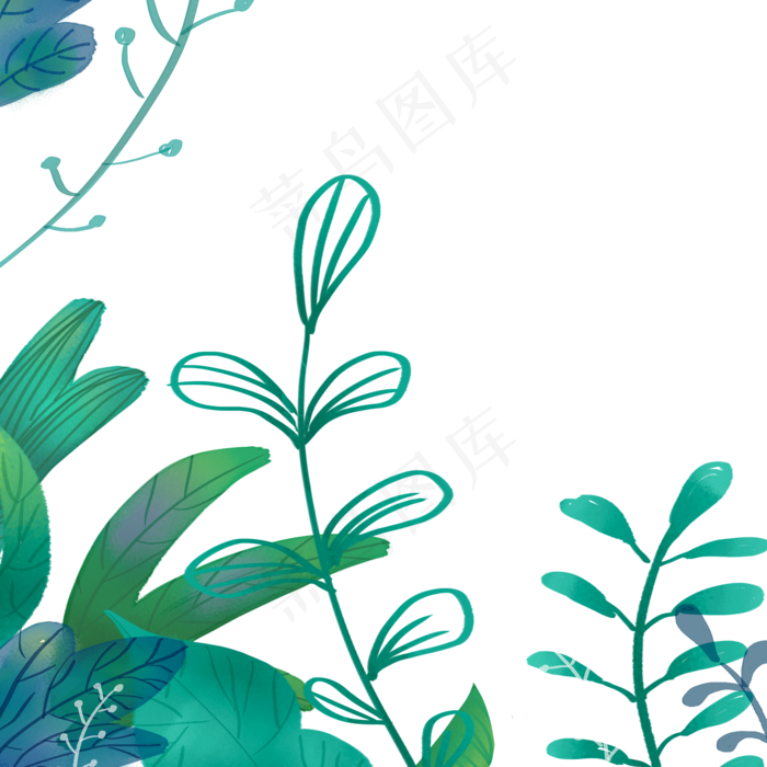 春天植物装饰下载(2000X2000(DPI:300))psd模版下载