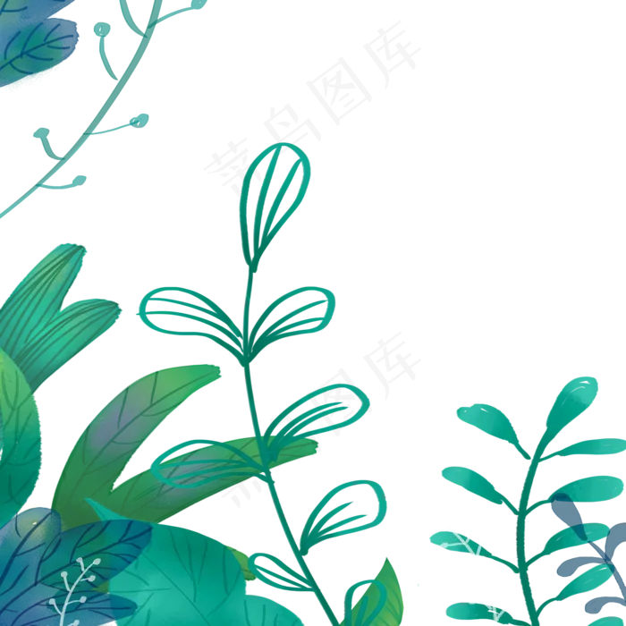 春天植物装饰下载(2000X2000(DPI:300))psd模版下载