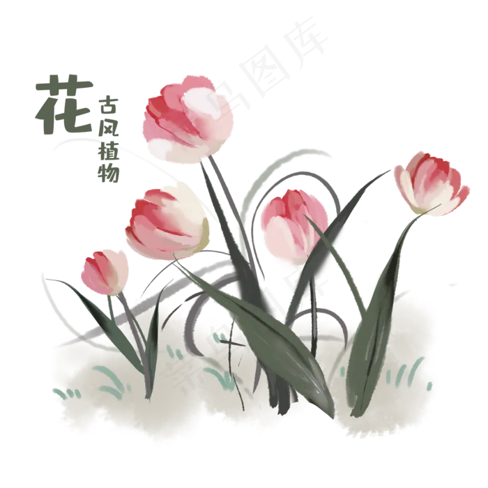 古风植物花素材,免抠元素(2000*2000px 300 dpi )psd模版下载