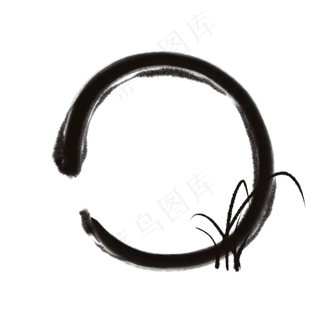 中国风水墨圆形毛笔边框