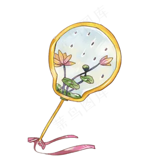 荷花扇子团扇