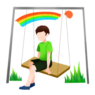 儿童节荡秋千男孩