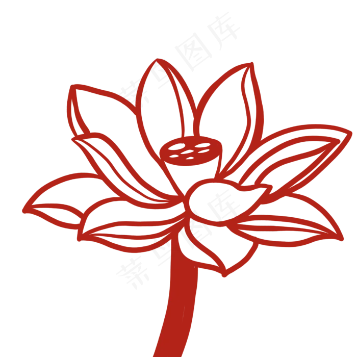 卡通红色荷花插图(3000X3000(DPI:300))psd模版下载