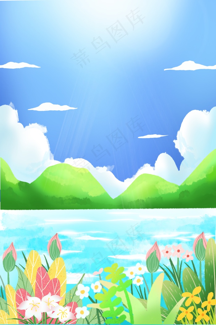 春分春暖花开蓝天(3545*5315px 300 dpi )psd模版下载
