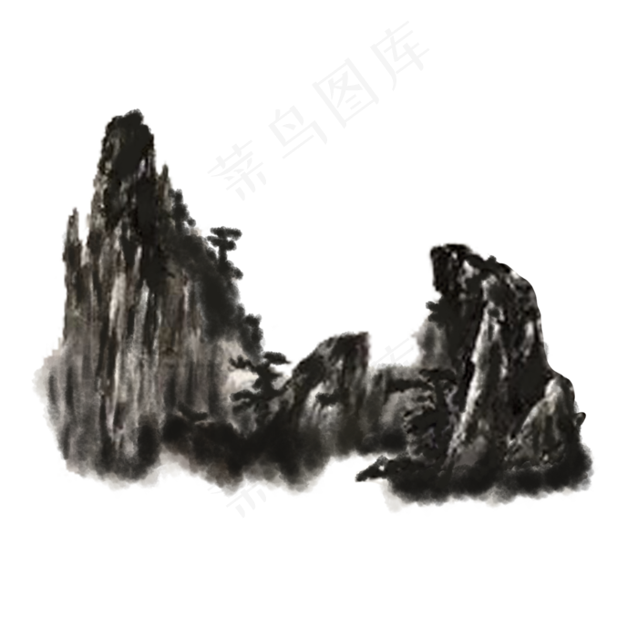 手绘中国风山水风景水墨画PNG