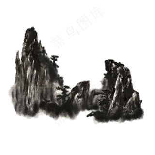 手绘中国风山水风景水墨画PNG