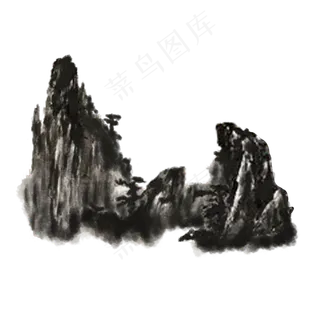 手绘中国风山水风景水墨画PNG