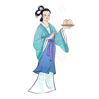 托寿桃古装仕女