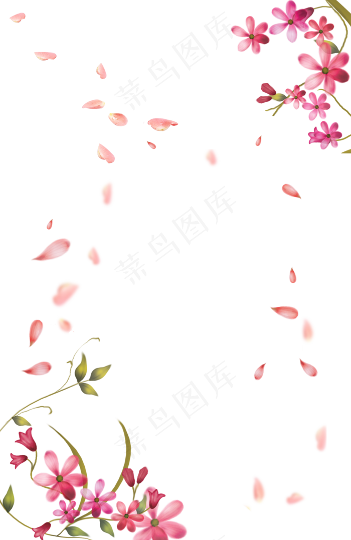 春天妇女节情人节粉色花瓣边框漂,免抠元素(1785*2746px 300 dpi )psd模版下载