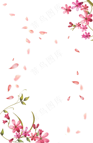 春天妇女节情人节粉色花瓣边框漂,免抠元素