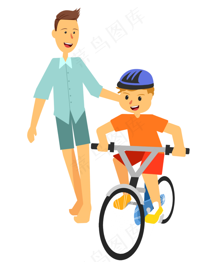 爸爸教孩子骑车