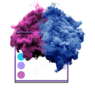 水溶墨水烟雾浓雾蓝紫装饰边框,免抠元素