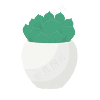 扁平化简约多肉盆栽设计,免抠元素