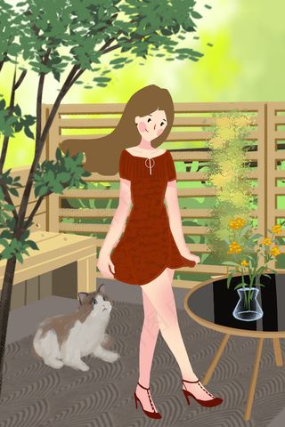 五一劳动节放假阳台女孩