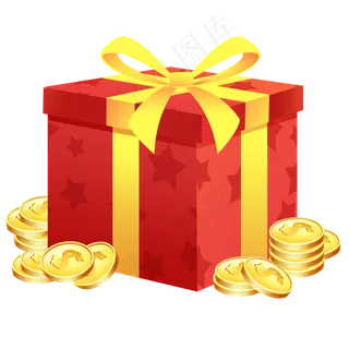 金币礼物礼盒礼包黄金,免抠元素