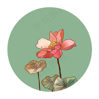 手绘清新荷花植物可商用元素