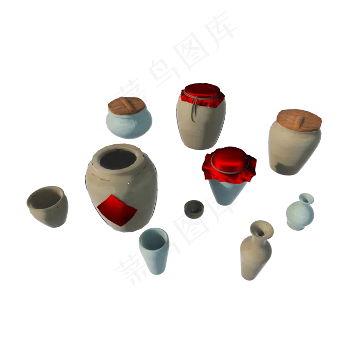 立体酒坛png图(2000X2000(DPI:300))psd模版下载