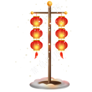 雪天的红灯笼,免抠元素