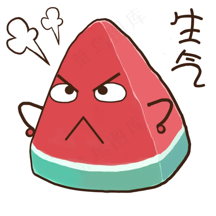 夏天夏至西瓜生气表情包(1024X1024(DPI:150))psd模版下载