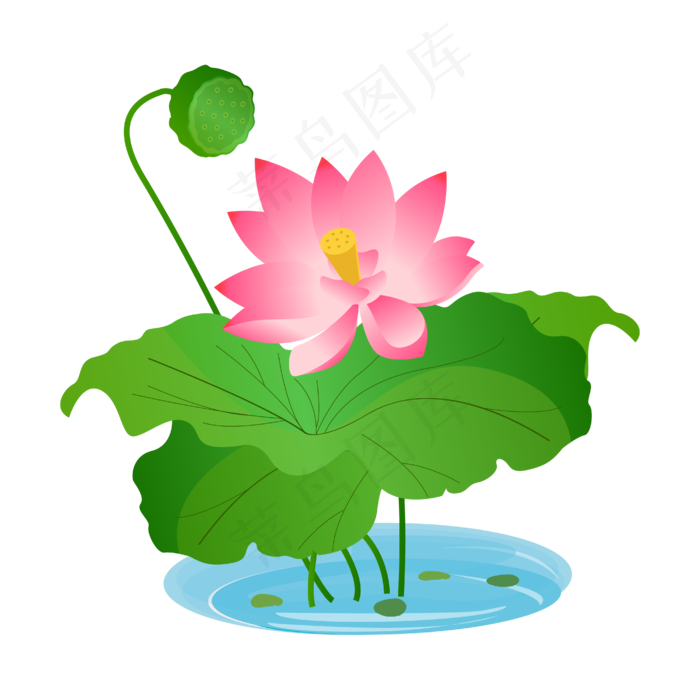 卡通粉色莲花免扣