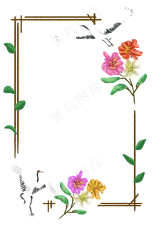 春夏季节花鸟边框之仙鹤PNG,免抠元素 春夏季节花鸟边框之仙鹤PNG,免抠元素