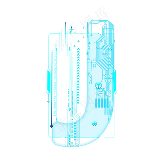 蓝色科技线条PSD字母J