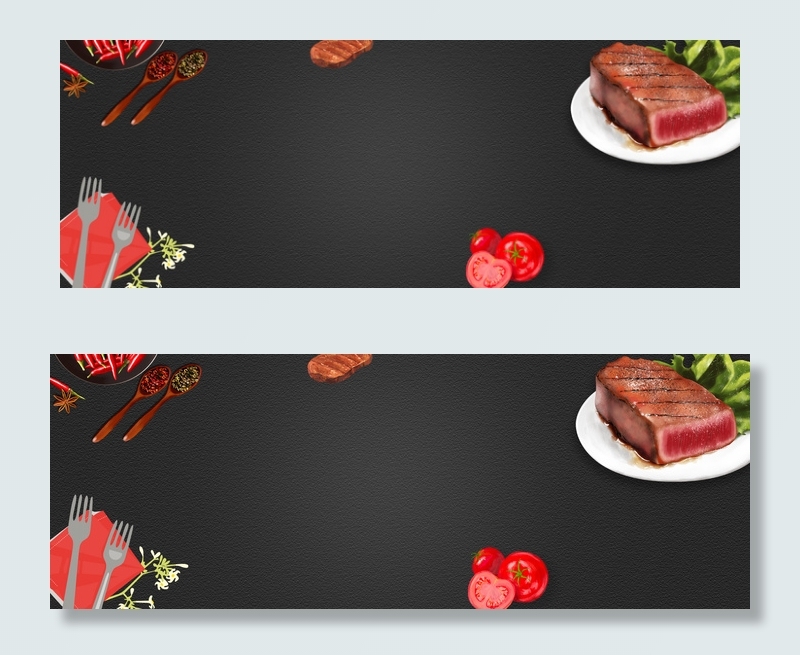 黑色中式牛排美食肉类淘宝banner