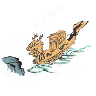 端午节赛龙舟水墨风手绘重彩