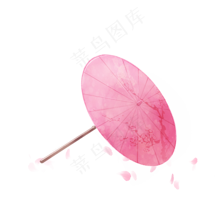 唯美古风水彩花瓣油纸伞