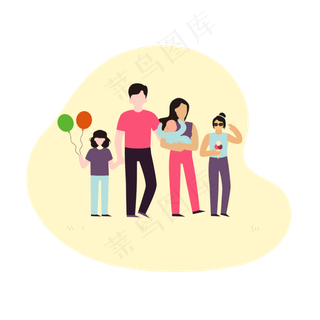 卡通风格儿童节一家五口