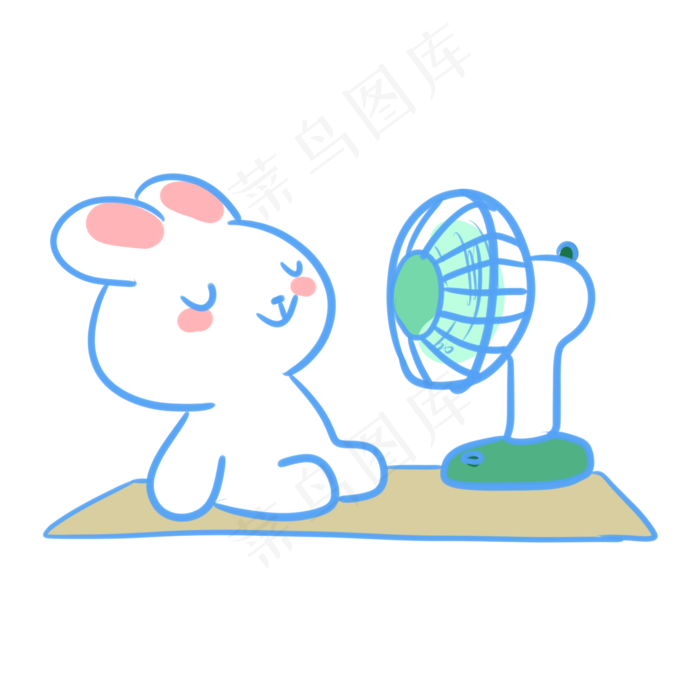 吹电风扇的兔子(2100X2100(DPI:300))psd模版下载