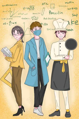 卡通可爱简约职业插图人物