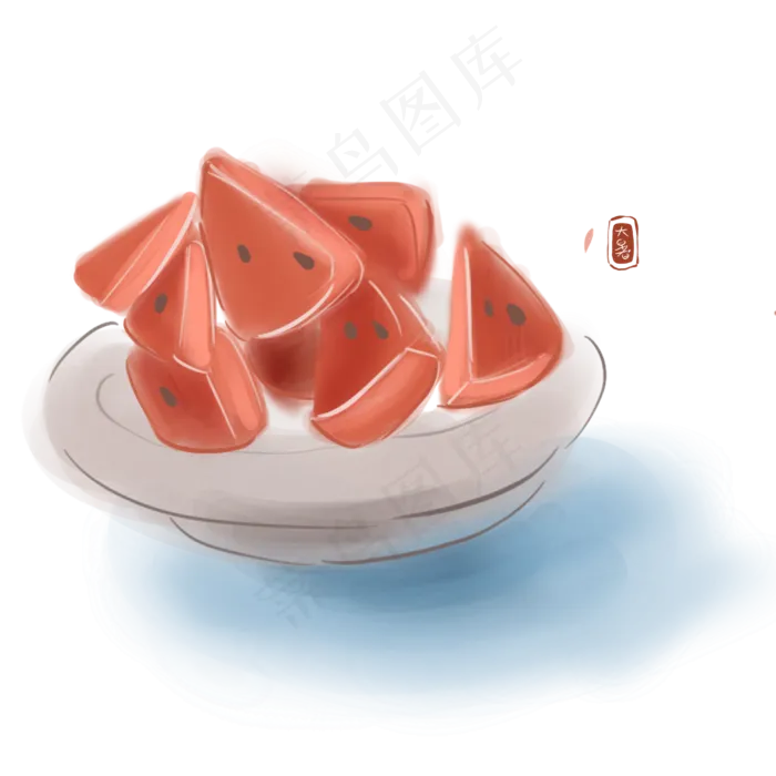 大暑一盘西瓜(2000X2000(DPI:300))psd模版下载