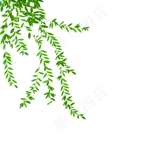 清明节漂浮柳叶嫩绿柳叶