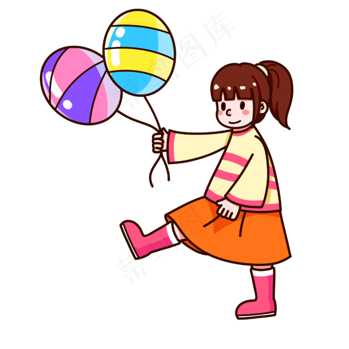 三七女生节可爱女生开心气球