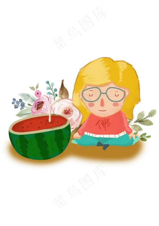 手绘佛系此话卡通少女