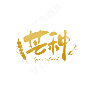 节气芒种金色手写创意字体