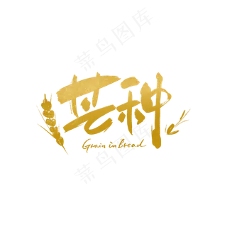 节气芒种金色手写创意字体