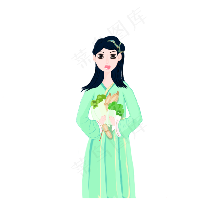 处暑捧着蔬菜的女孩高清图(2000X2000(DPI:300))psd模版下载