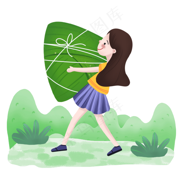 端午节小孩子抱着粽子