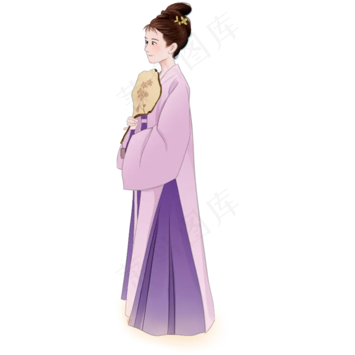 拿扇子的小姐(2000X2000(DPI:300))psd模版下载