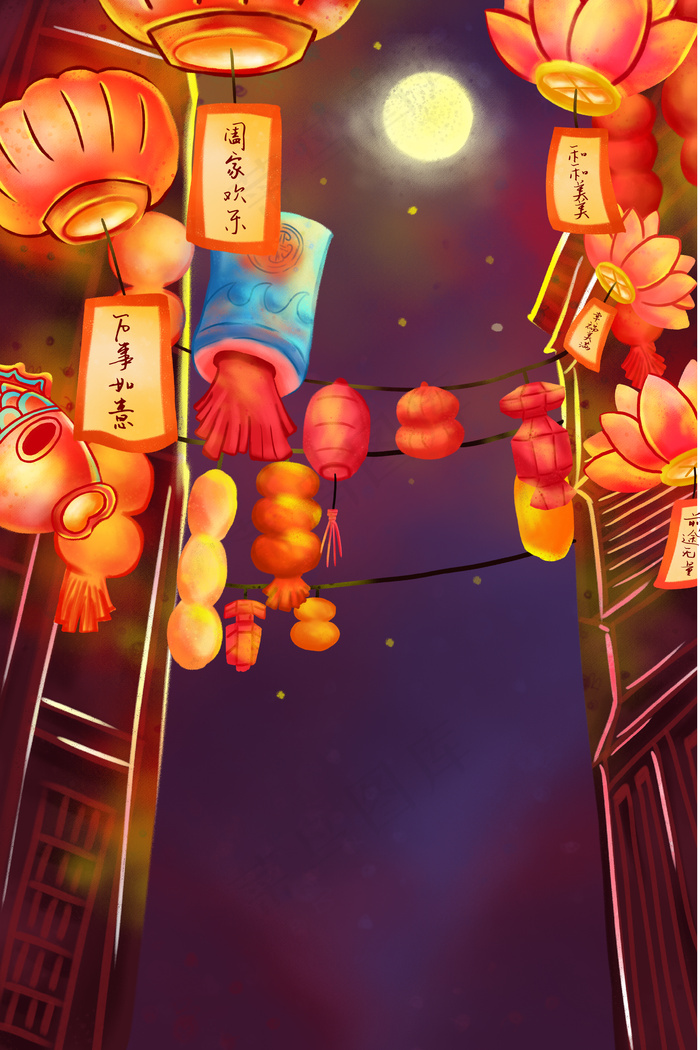 元宵节汤圆元宵逛庙会(3545*5315px 	      )psd模版下载