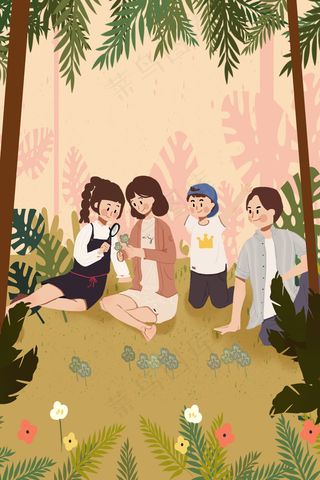 春天家人户外三叶草