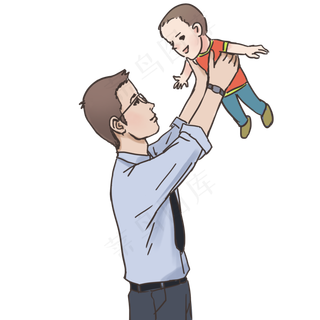 年轻父亲和孩子玩耍