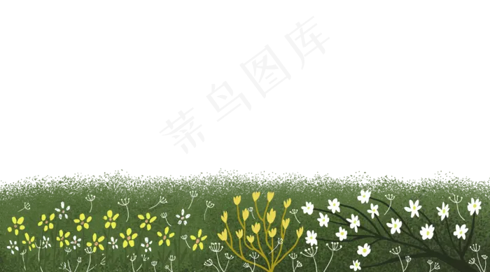 夏日装饰边框野花PNG(4500X2500(DPI:300))psd模版下载