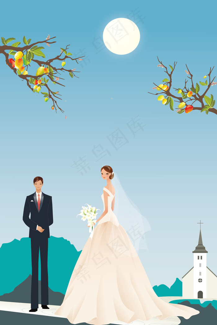 教堂前的浪漫婚礼