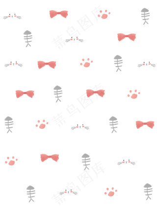 色彩印花猫咪底纹装饰,免抠元素