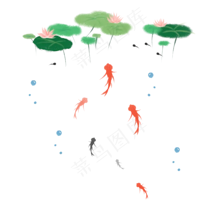 水彩小鱼(2000X2000(DPI:72))psd模版下载