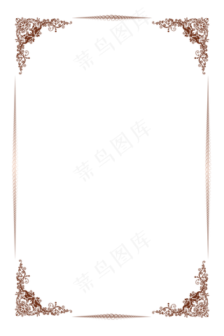 竖版复古欧式花纹边框,免抠元素